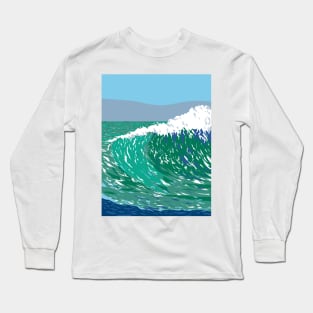 Sandspit Beach or Santa Barbara Harbor Beach in San Luis Obispo California WPA Poster Art Long Sleeve T-Shirt